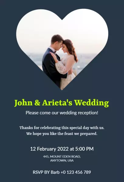 Pickled Bluewood Wedding Reception Party Invitation