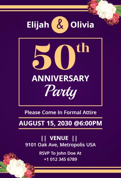 Purple Anniversary Invitation