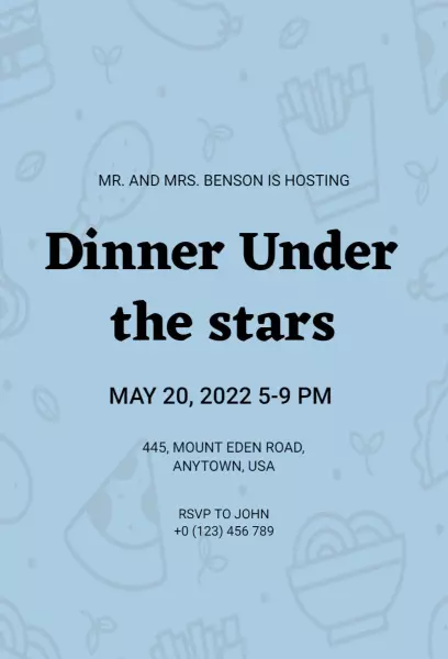 Regent St Blue Wedding Reception Invitation