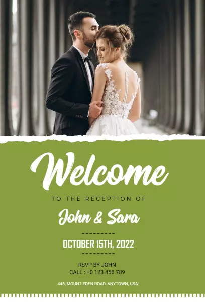 Sushi & White Wedding Reception Invitation