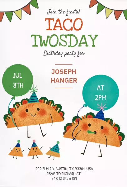 Taco Birthday Party Celebration Invitation