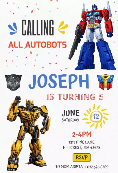 Transformers Birthday Party Invitation