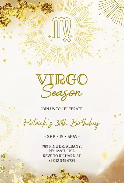 Virgo Theme Birthday Invitation