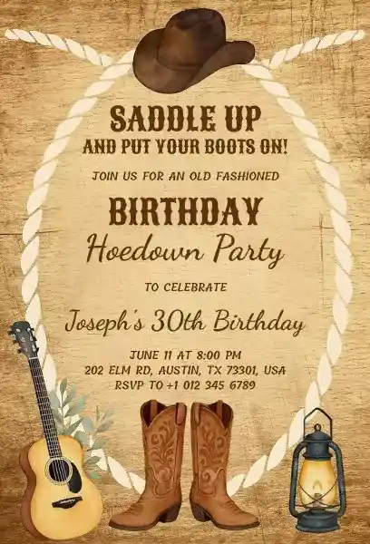 Western Hoedown Birthday Invitation