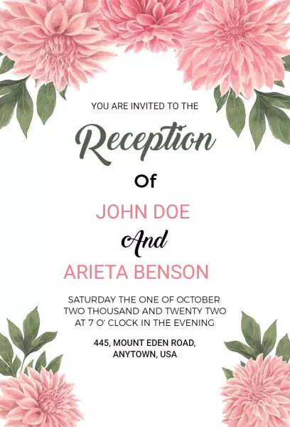 Cinderella Wedding Reception Invitation