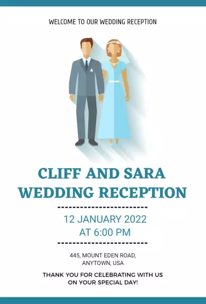 White & Jelly Bean Wedding Reception Invitation