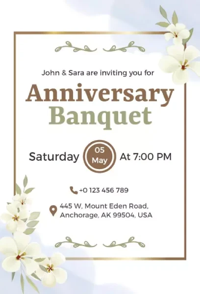 White Anniversary Banquet Invitation