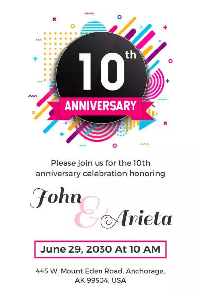 White Memphis Anniversary Invitation