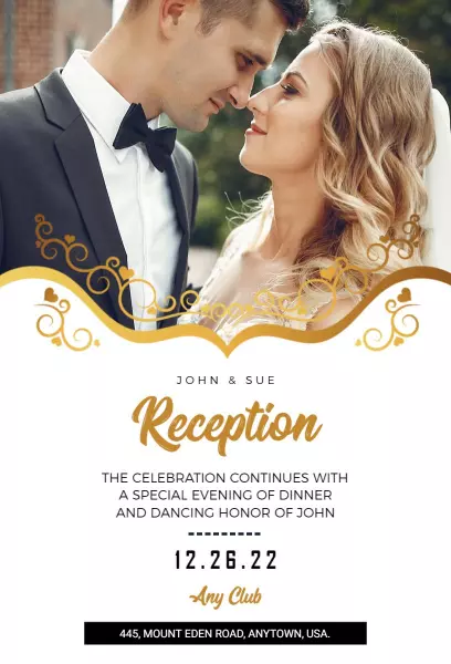 White Wedding Reception Party Invitation